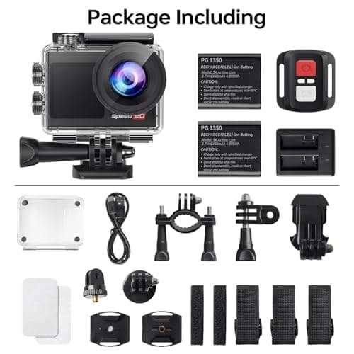 Hiicam Action Camera 4K 60FPS with Touch Screen 20MP Waterproof Camera Underwater 131FT with EIS for Snorkeling Helmet Bike 170° Wide Angle Remote WiFi 5XZoom 5