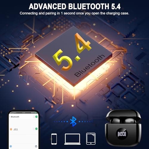 Wireless Earbuds, Bluetooth 5.4 Ear Buds LED Power Display Headphones Bass Stereo, Bluetooth Earbuds in-Ear Noise Cancelling Mic, 40H Playback Mini Case IP7 Waterproof Sports Earphones for Android iOS 3
