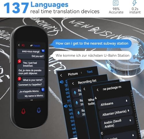 Language Translator Device No WiFi Needed, 137+ Languages Voice Translator Device Two-Way, Instant Translation Device Real Time Support Offline/Recording/Photo Translation for Travel Business Gift 2