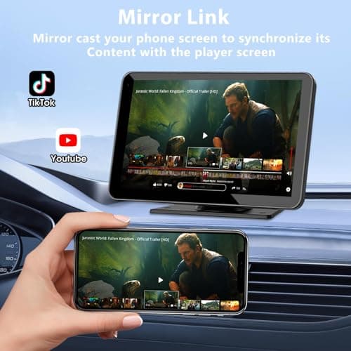 Carplay Screen for Car, 7" HD Wireless Portable Car Play Touchscreen Stereo with Android Auto Mirror Link/Backup Camera/GPS Navigation/Satellite Radio for All Vehicles 5