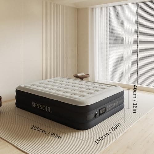 SENNOUL Air Mattress Queen with Built in Pump - 2 Mins Quick Self Inflatable,16"/650lbs Max Blow Up Bed, All Night Stability No Lost Air，No Peculiar Smell for Camping,Home,Guests & Portable Travel 3