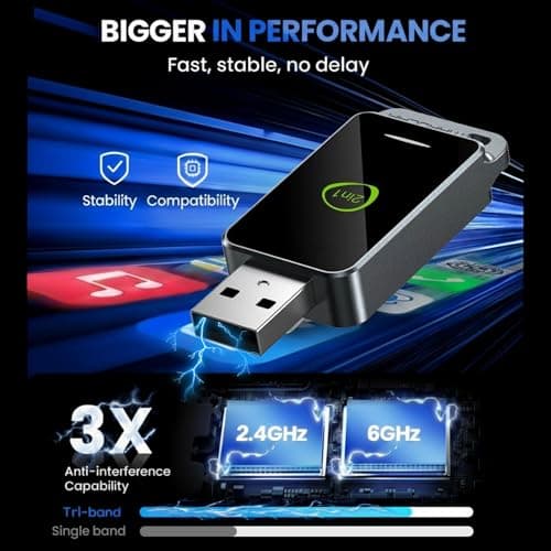 2-in-1 Wireless CarPlay & Android Auto Adapter (2026 Upgraded WiFi 6-BT 5.4) Wired to Wireless Converter | Multi-User Seamless Connection | Easy Setup-Plug & Play | Auto Reconnect | Cars from 2015+ 3