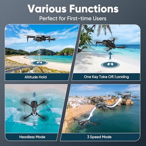 X-shop Foldable Drone with 1080P HD Camera for Beginners & Adults, FPV Live Video, One Key Start, Altitude Hold, 3D Flips, Gesture Selfie, 3 Speed Modes, 2 Batteries 4