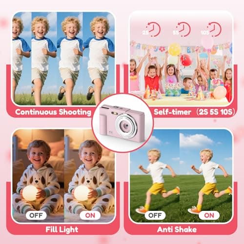 Digital Camera, FHD 4K Digital Point and Shoot Camera with 16X Zoom Anti Shake, 48MP Compact Small Camera with 32GB Card for Boys Girls Kids 4