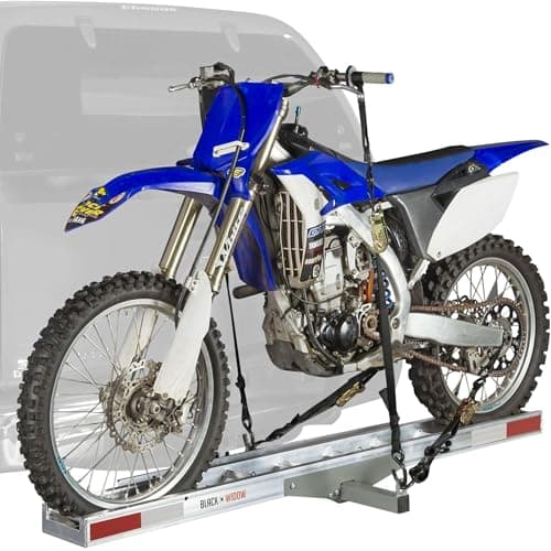 Black Widow Motorcycle Bike Hitch Carrier with Loading Ramp, 400 Lbs Capacity, Metallic - Heavy-Duty Aluminum Hauler and Platform for Motorcycles 5