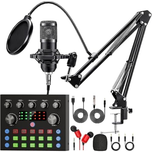 Podcast Microphone Bundling - Complete Recording Studio with Microphone, Voice Changer and Podcasting Equipment for Live Streaming (YouTube, TikTok), Podcast, Recording, Vocals, Gaming, PC/Laptop