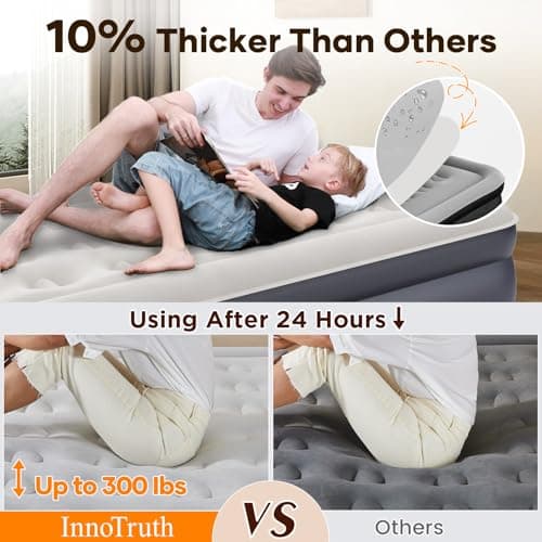 InnoTruth Twin Air Mattress with Built in Pump, Famiy Choice Award Winner, Inflatable Blow up Mattress, 18" Raised Colchones Inflables Air Bed, Ideal for Home and Outdoor, 300lb Weight Capacity 4