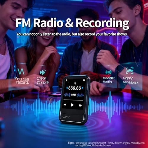 MP3 Player with Bluetooth,Mini MP3 Player with Speaker,Built-in Micro SD Card Slot,Portable Music Player with FM Radio,Video,Voice Recorder,Earphones, for Kids,Sports and Gifts,Max 512GB Expand 3