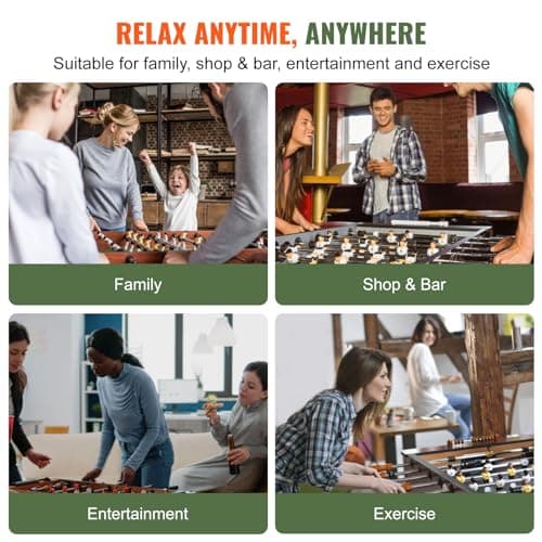 VEVOR Folding 48" Foosball Table, 42" Standard Size, Indoor Full Size, Walnut Wood, 4 Players, Includes 2 Balls 5