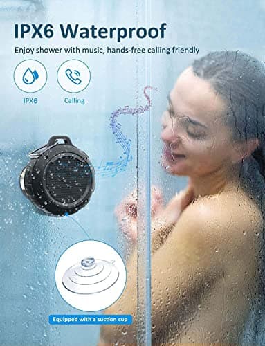 Kunodi Outdoor Waterproof Bluetooth Speaker, Wireless Portable Mini Shower Travel Speaker with Subwoofer, Enhanced Bass, Built in Mic for Sports, Pool, Beach, Hiking, Camping 2