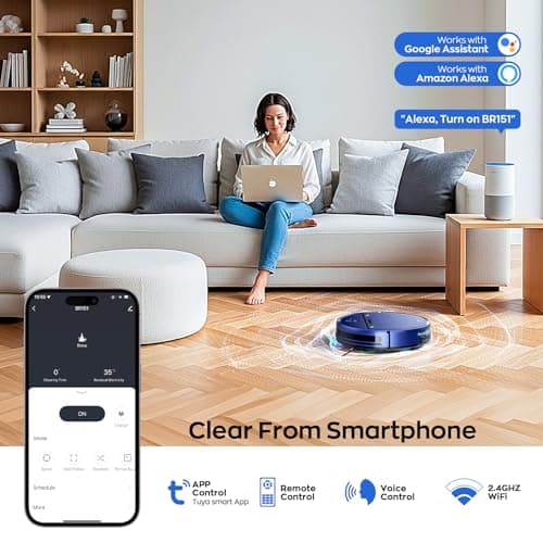 Robot Vacuum and Mop Combo, 2-in-1 Mopping Robot Vacuum Cleaner with 2300Pa Suction, 2.87'' Slim Design, Wi-Fi/App/Voice Control, 3D Obstacle Avoidance&Self-Charging for Hard Floors, Carpets, Pet Hair 5