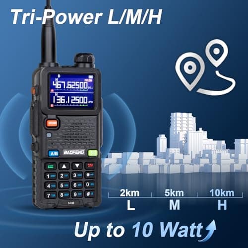 BAOFENG 5RM Ham Radio 10W High Power, Long Range Walkie Talkies Handheld NOAA Emergency Weather Radio, 999CH, USB-C 2500mAh Battery, 6.1" &15.12" 771 Antenna for Survival Gear Hunting Camping -1 Pack 4