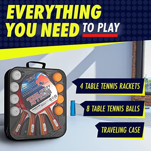 NIBIRU SPORT Professional Ping Pong Paddles Set of 4 - Table Tennis Paddles Set of 4 with 8 Balls and Carry Bag/Storage Case - Table Tennis Equipment & Ping Pong Accessories 3