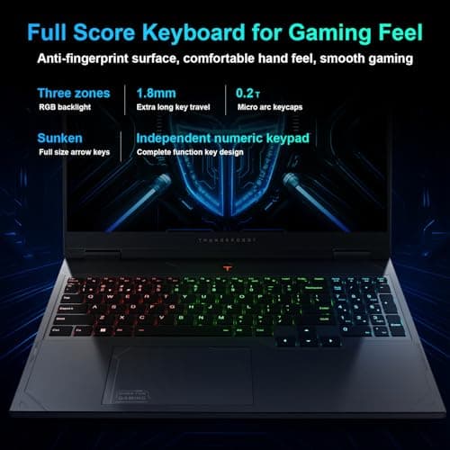 Thunderobot Radiant 16 5060 2.5K 300Hz Gaming Laptop, NVIDIA GeForce RTX 5060, 16" QHD+ 300Hz Display, Core i7-14650HX, 32GB DDR5, 1TB SSD, RGB Backlit Keyboard, Wi-Fi 6, Win 11 Home, Black 5