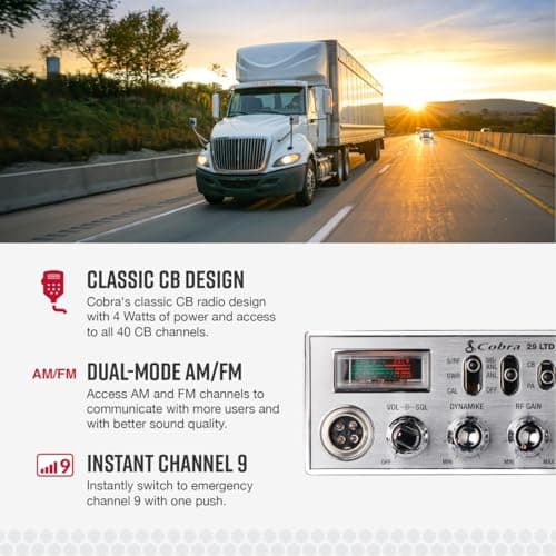 Cobra 29 LTD Classic AM/FM Professional CB Radio - Easy to Operate, Emergency Radio, Instant Channel 9, 4-Watt Output, Full 40 Channels, Adjustable Receiver and SWR Calibration, Black 3