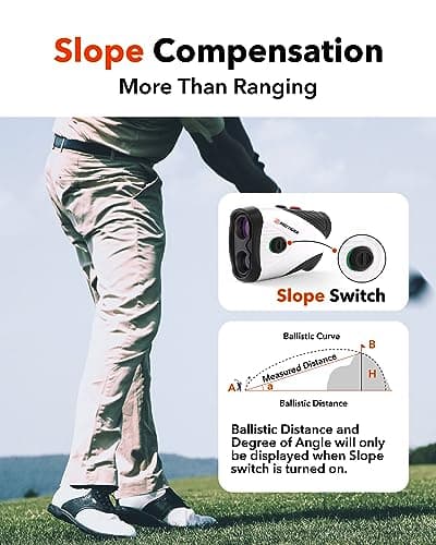 REDTIGER Golf Rangefinder with Slope Switch, 1200 Yards Laser Range Finder Golfing, 7X Magnification, Flag Pole Locking Vibration, Rechargeable Range Finders with Magnet Stripe, GolfVue Series 1 4
