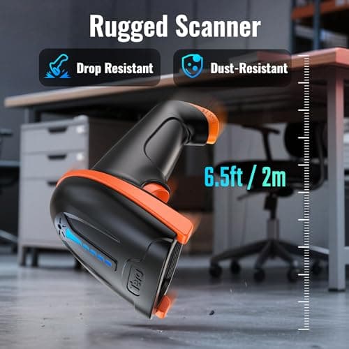 Tera 1D 2D QR Barcode Scanner Wireless and Wired with Battery Level Indicator Digital Printed Bar Code Reader Cordless Handheld Barcode Scanner Compact Plug and Play Model D5100 5