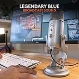 Logitech Creators Blue Yeti USB Microphone for Gaming, Streaming, Podcast, YouTube, Discord, PC, Studio Sound, Plug & Play-Silver 3