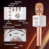 BONAOK Wireless Bluetooth Karaoke Microphone,3-in-1 Portable Handheld Karaoke Mic Speaker Machine Home Party Birthday for All Smartphones PC(Q37 Rose Gold) 2