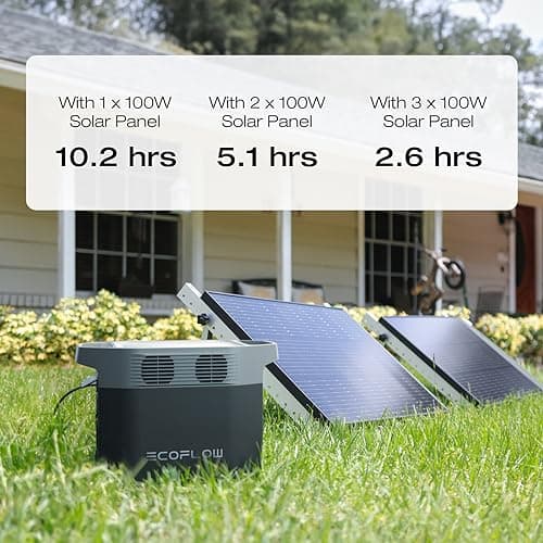EF ECOFLOW Solar Generators, DELTA 2 Portable Power Station with 2PCS 100W 12V Solar Panels, 1024Wh LFP Battery, Fast Charging, Power Station for Home Backup, Camping&RVs 2