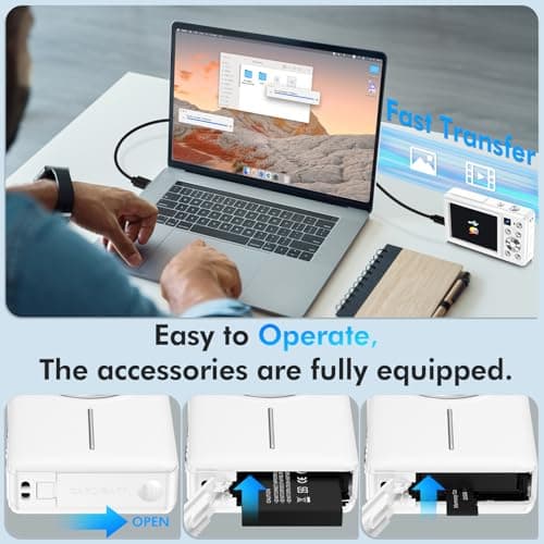 4K Digital Camera, 64MP Autofocus Vlogging Camera with Dual Lens, 16X Digital Zoom YouTube Compact Travel Point Shoot Camera for Teens Beginner, Anti-Shake,2 Batteries, 32GB Card (White) 4