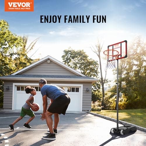VEVOR Basketball Hoop, 28 inch Basketball Hoops Goal, 5-7 ft Adjustable Height Portable Backboard Hoop, Kids Adults Basketball Court with Wheels, Stand, Fillable Base, Basketball Hoop Outdoor/Indoor 5