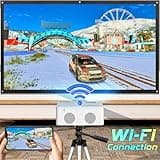 Mini WiFi Projector with Bluetooth, 1080P HD Portable, Outdoor Movie Projector for Smartphone, Compatible with iOS/Android/PC/TV Stick/PS5/HDMI/USB/TF 2