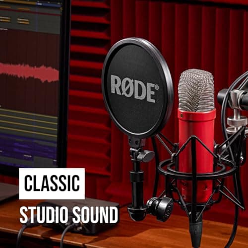 RØDE NT1 Signature Series Large-Diaphragm Condenser Microphone with Shock Mount, Pop Filter and XLR Cable for Music Production, Vocal Recording, Streaming and Podcasting (Red) 3