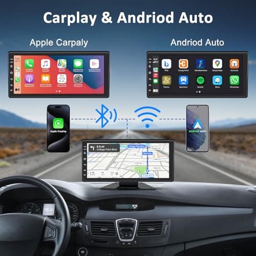 6 Channel Backup Camera System,1080P Rearview Camera with Carplay & Android Auto,GPS Navigation, Touchable 11 inch Monitor & Loop Recording DVR car Stereo, for RV/Truck/Trailer Pickup,128GB Card 2