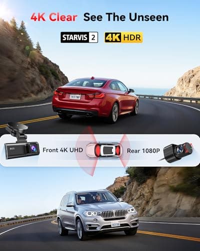 REDTIGER 4K Dash Cam Front Rear, STARVIS 2 Sensor, Free Card Included, 5.8GHz WiFi-20MB/s Fast Download, Dash Camera for Cars with GPS, WDR Night Vision, 170°Wide Angle, 24H Parking Mode(F7NP) 2