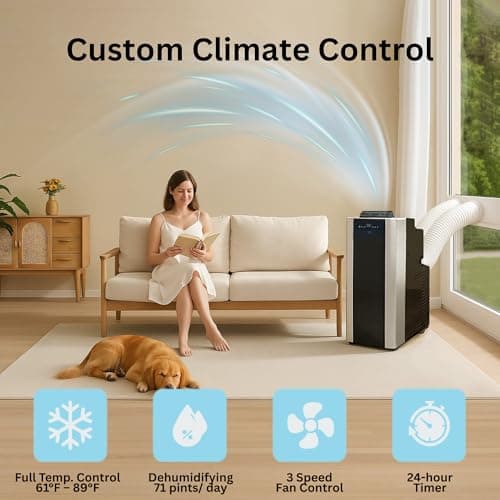 Whynter Portable Air Conditioner 14,000 BTU with Dual Hose Dehumidifier & Cooling Fan for 500 Sq Ft Rooms, Includes AC Unit Window Kit, ARC-14S (9,500 SACC) 4
