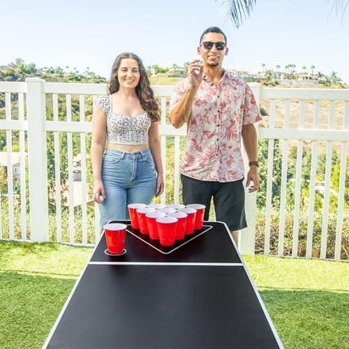 GoPong 8 Foot Portable Beer Pong / Tailgate Tables (Black, Football, American Flag, or Custom Dry Erase) 5