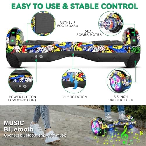 CBD Scooter with Corlorful LED Lights,6.5" Wheels, Dual 300W Motor Scooter for Kids Girls Boys Adults, All Ages 3