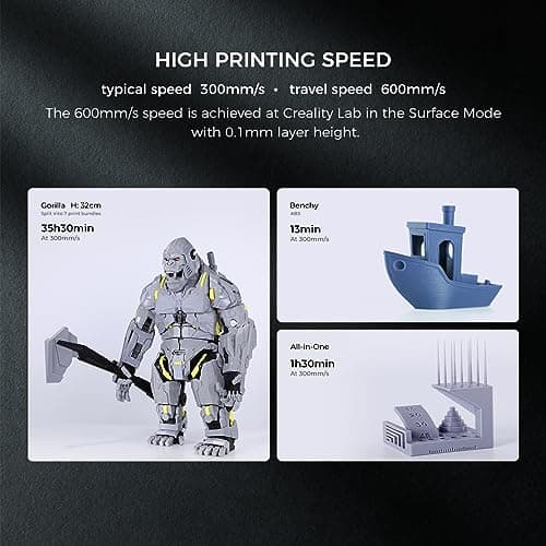 Creality K1 MAX 3D Printer Upgrade with 600mm/s Printing Speed 300°C High-Temperature Nozzle Direct Extruder Hands-Free Auto Leveling Dual Z Axes Stable Cube Frame 11.81x11.81x11.81inch 3