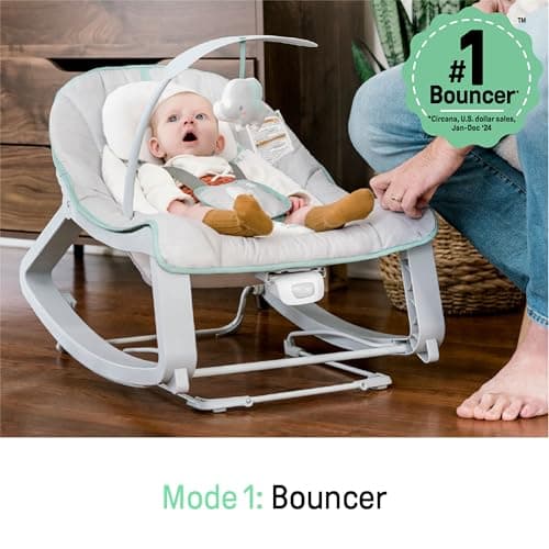 Ingenuity Keep Cozy 3-in-1 Grow with Me Vibrating Baby Bouncer, Seat & Infant to Toddler Rocker, Vibrations & -Toy Bar, 0-30 Months Up to 40 lbs (Weaver) 3