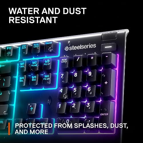 SteelSeries Apex 3 RGB Gaming Keyboard – 10-Zone RGB Illumination – IP32 Water Resistant – Premium Magnetic Wrist Rest (Whisper Quiet Gaming Switch) 3