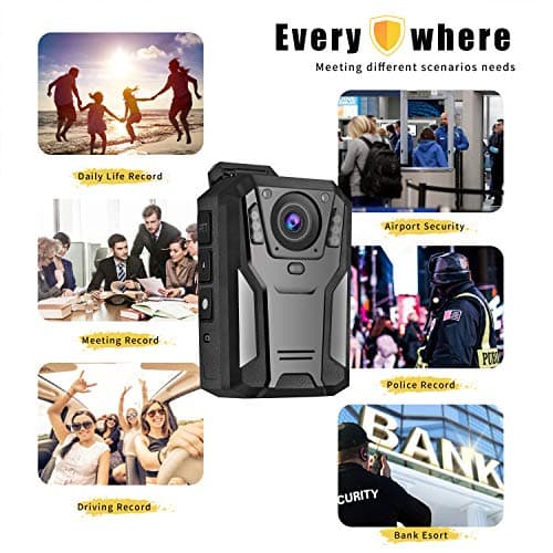 Aolbea P100 2K Police Body Camera 64GB Body Cam 12 Hours Continuous Recording USB-C Infrared Night Vision Waterproof Shockproof Lightweight Data-encrypt for Law Enforcement Record 5