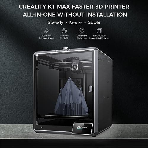 Creality K1 MAX 3D Printer Upgrade with 600mm/s Printing Speed 300°C High-Temperature Nozzle Direct Extruder Hands-Free Auto Leveling Dual Z Axes Stable Cube Frame 11.81x11.81x11.81inch 4