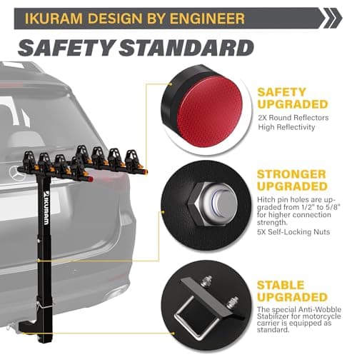 IKURAM R 4 Bike Rack Bicycle Carrier Racks Hitch Mount Double Foldable Rack for Cars, Trucks, SUV's and minivans with a 2" Hitch Receiver 4