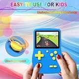 32 Bit Handheld Game for Kids Preloaded 139 Retro Video Games, 3.0'' IPS Screen and Rechargeable Battery Portable Gaming System, Mini Travel Electronic Toy Gifts for Boys Girls (Blue) 4