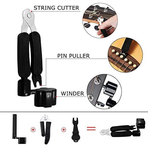 NERECNDENS 66PCS Guitar Accessories Kit, Acoustic Changing Tool, Including Guitar Acoustic Strings, Picks, Capo, String Winder&Cutter, Tuner, Bones, for Players and Beginners 2