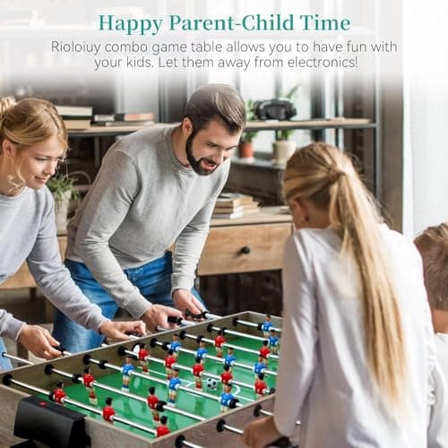 Rioloiuy 12-in-1 Game Table for Home - Foosball Table, Air Hockey Table, Pool Table & More! - Ideal for Game Rooms and Family Game Nights!, Wood-1 5