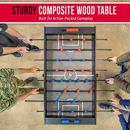 GoSports 54 Inch Full Size Foosball Table - Black Finish - Includes 4 Balls and 2 Cup Holders 4