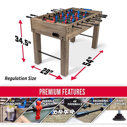 GoSports 54 Inch Full Size Foosball Table - Oak Finish - Includes 4 Balls and 2 Cup Holders 3
