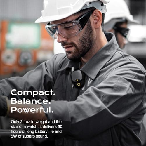 Rythflo Wearable Bluetooth V5.3 Speaker, 30H Working Time Clip-On Wireless Jobsite Water-Resistant TWS Portable Speaker, IPX7 Waterproof, Built-in ENC Mic for Hands-Free Music/Calls 3