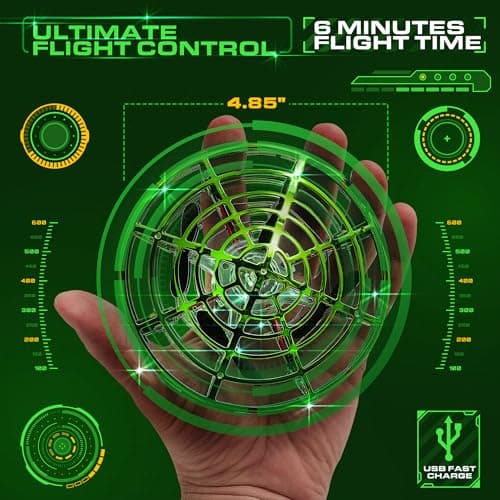 Force1 Scoot Skeet Mini Drone Electronic Shooting Game for Kids (Drone Only) - Hand Drones for Kids Compatible with Scoot Skeet LED Blaster, Electronic Target Game Indoor Flying Ball Toy (Green) 4