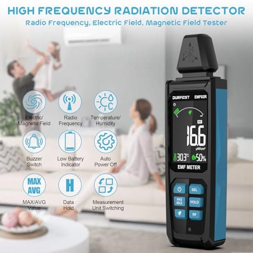 EMF Detector, DURFICST 5 in 1 Rechargeable Digital EMF Radiation Detector, Measuring Ambient Temp and Humidity, Suitable for Cell Phone Towers, Smart Meters, Home EMF Detection and Ghost Hunting 2