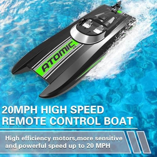volantexrc Remote Control Boats for Pools and Lakes 20+MPH AtomicXS High Speed RC Boat for Adults Toy Boat Gifts with 2 Batteries & Reverse Function (795-5 Black) 3