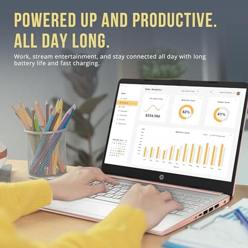 HP Stream 14" HD BrightView Laptop, Intel Processor N150, 16GB RAM, 416GB Storage (128GB eMMC + 288GB Docking Station Set), Intel UHD Graphics, 720p Camera, Wi-Fi, 1 Year Office 365, Win 11 S, Gold 7