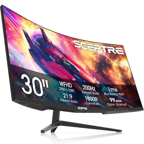 New! Sceptre Curved 30-inch Gaming Monitor 200+Hz FreeSync Build-in Speakers 2560 x 1080p HDMI x2 DP x2 Machine Black 2026 (C305B-200UN Series) 5